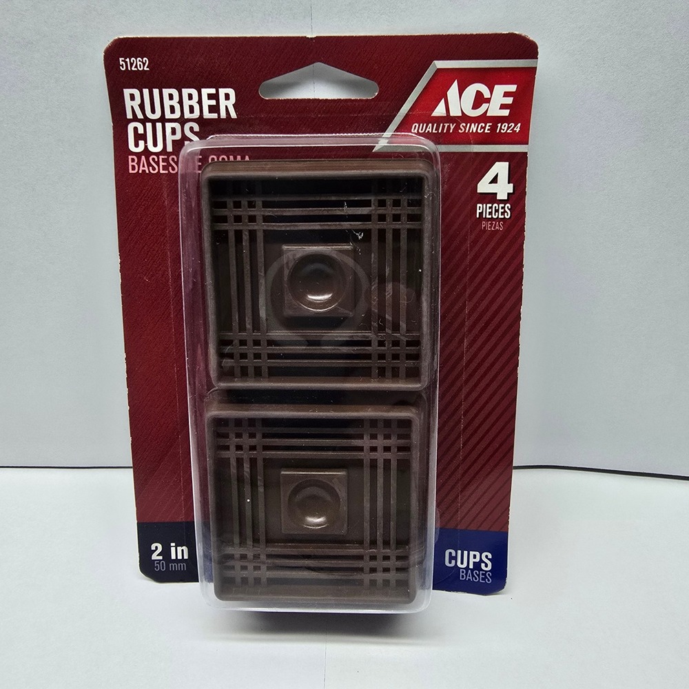 Ace Hardware 51262 Rubber Cups Furniture Floor Protectors 4pc 2in Brown Square